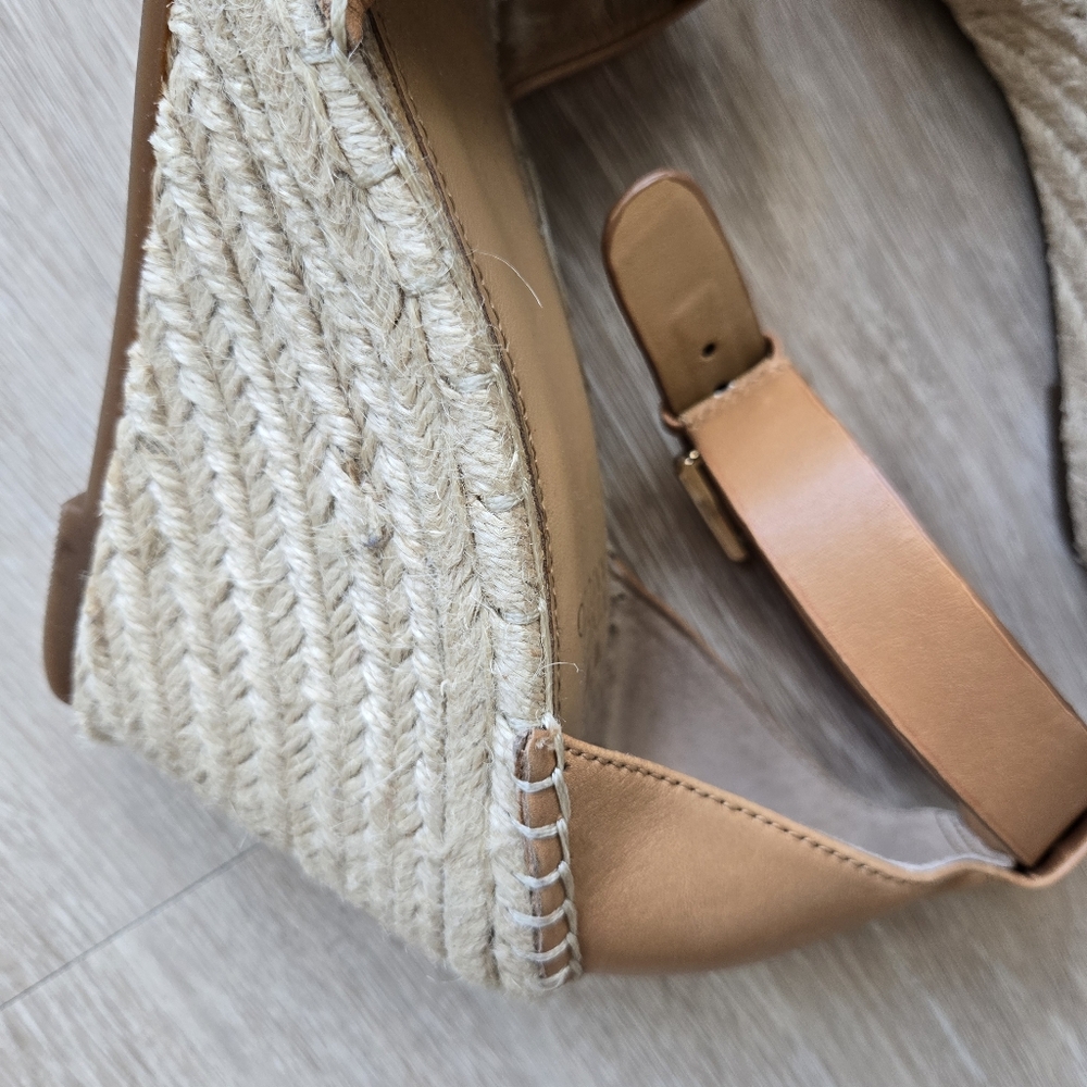 Vince Camuto Tan Brown Leather Espadrille Wedges Venerly Ankle Strap size 10 - Picture 10 of 16